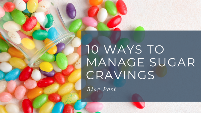Photo of multicoloured jelly beans with caption that reads "10 Ways to Combat Sugar Cravings"